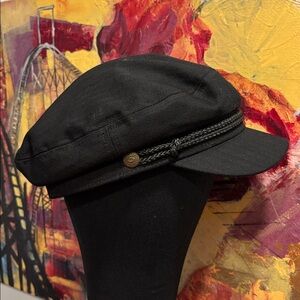 Brixton Black Fiddler Fisherman Cap with Subtle Stripe Lining